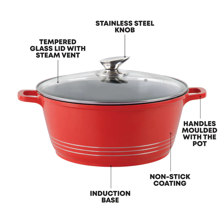 Die Cast Stockpot With Induction - DURANE - Red - 32cm