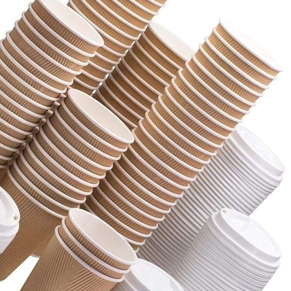 Disposable Cups With Lid 8 Oz - 100 Pcs