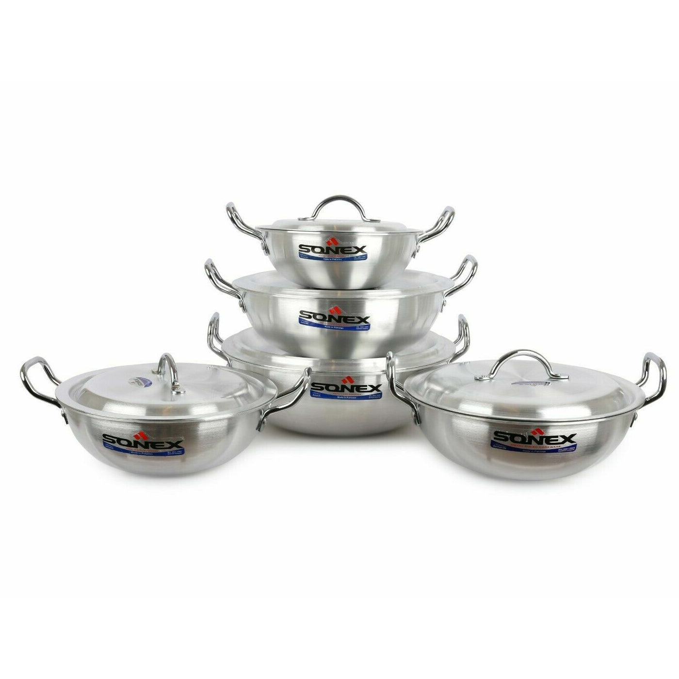 Sonex Aluminium Round Wok/Kadai 5 Pc Set