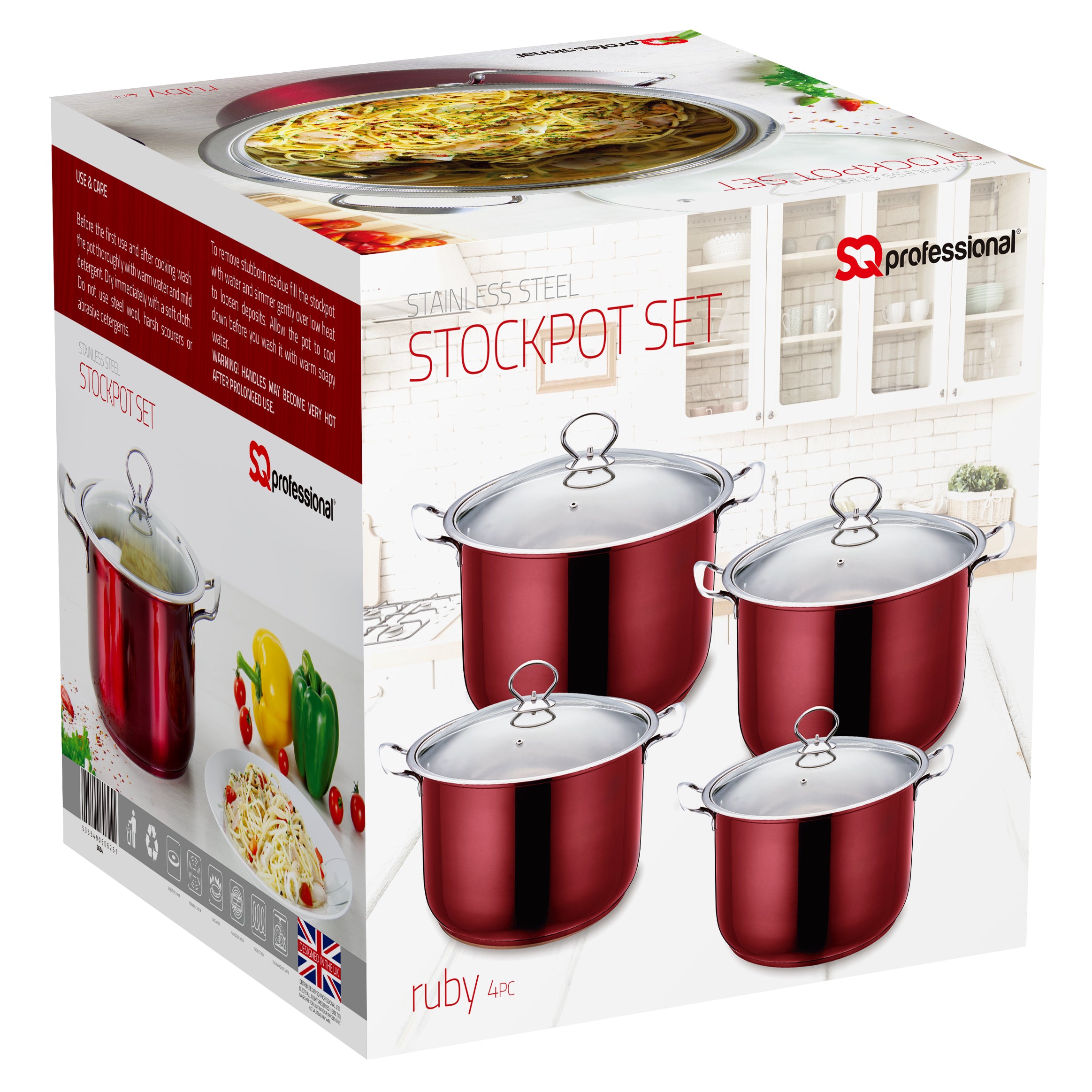 Stainless Steel Stockpot - Induction Base - RUBY - 4Pcs Set