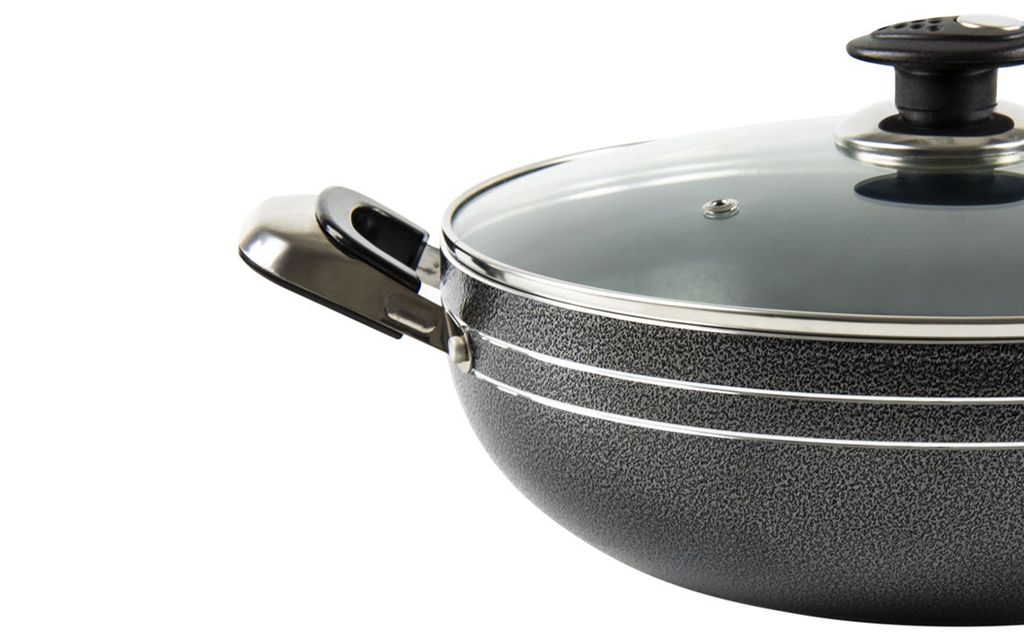 Two handle Wok / Kadai - UNA - Black - 24cm