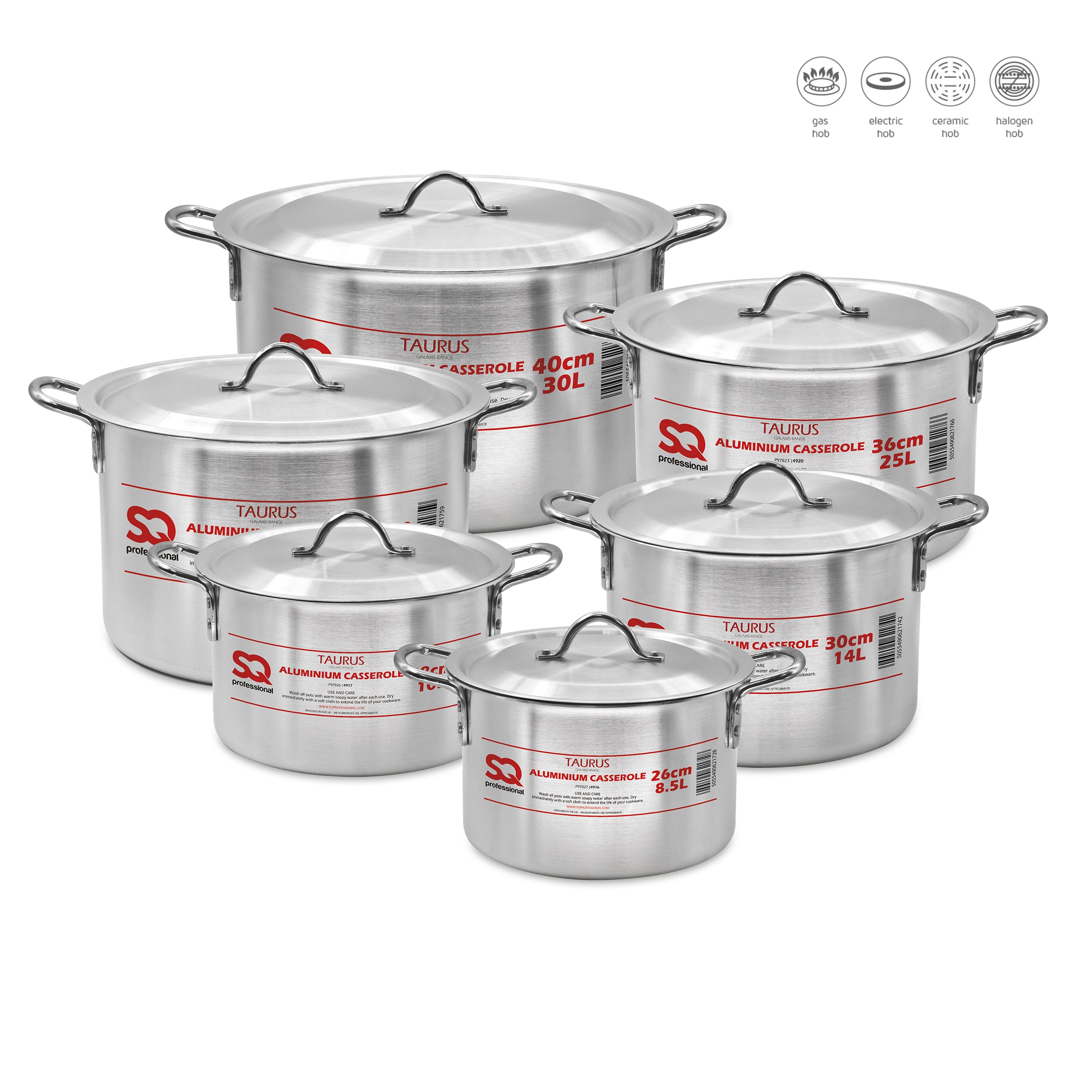 Aluminium Casseroles - TAURUS - 6 Pcs Set