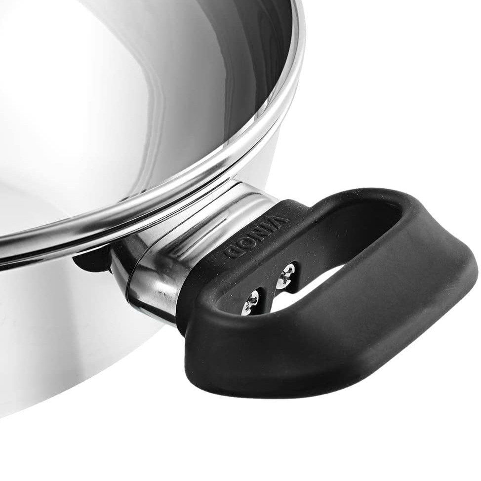 Stainless Steel Wok / Kadai With Glass Lid - Induction Base - DELUXE - 18 cm / 1.2 L