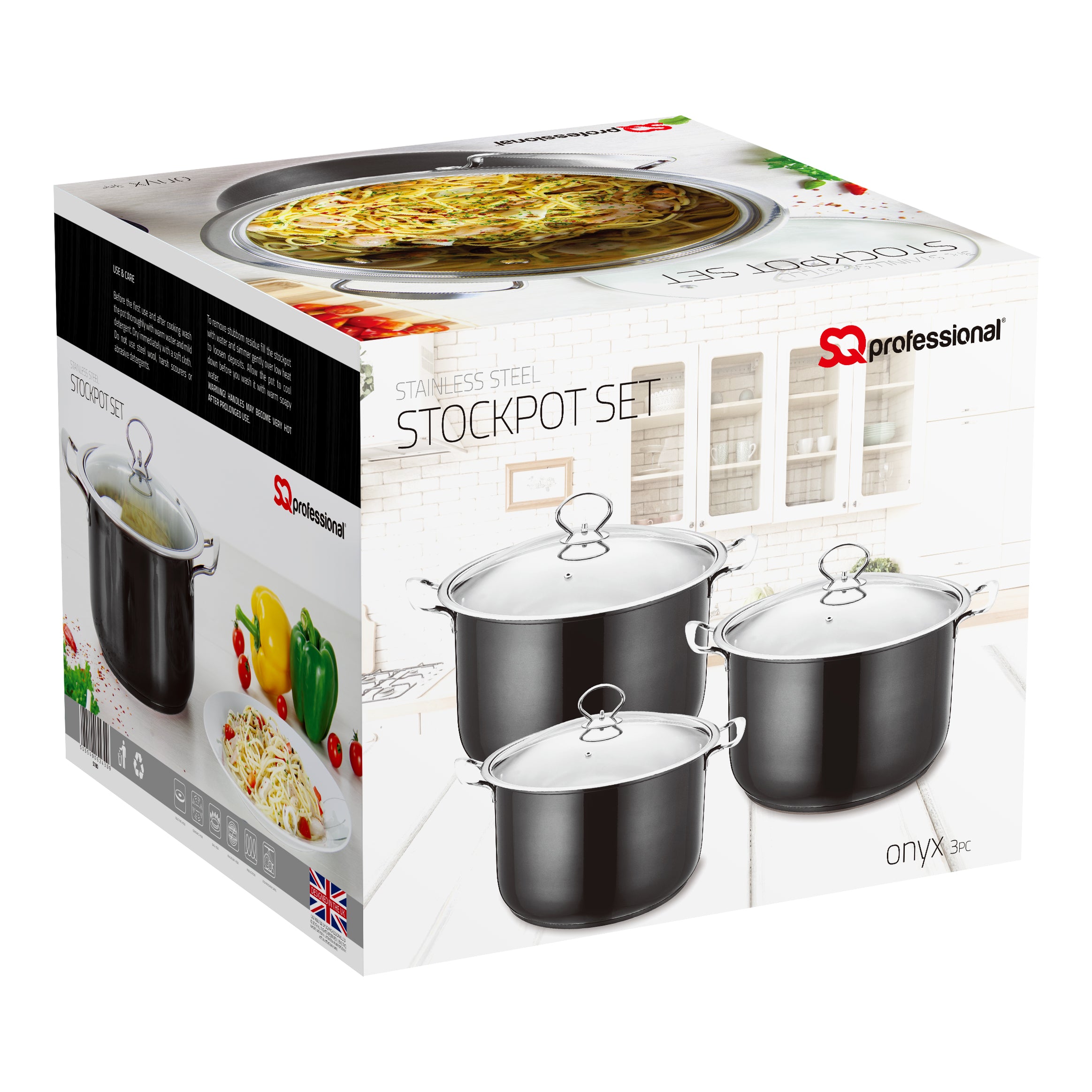 Stainless Steel Stockpot - Induction Base - ONYX - 3Pcs Set