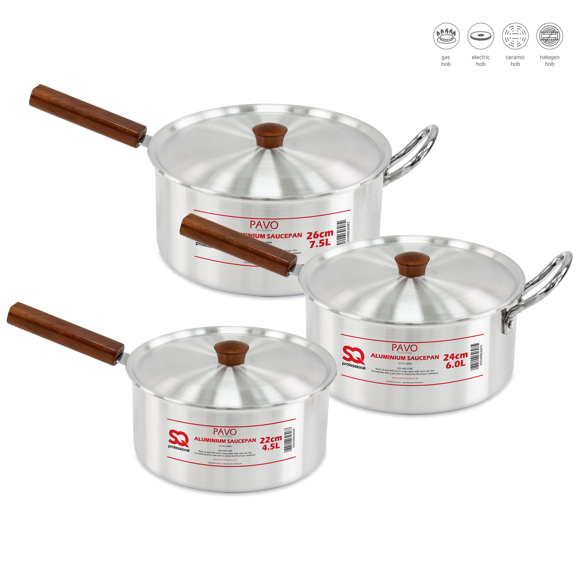 Large Aluminium Saucepans - 3 Pcs Set
