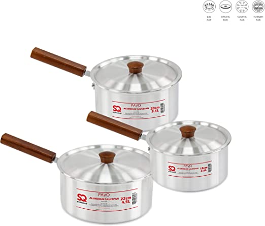 Small Aluminium Saucepans - 3 Pcs Set
