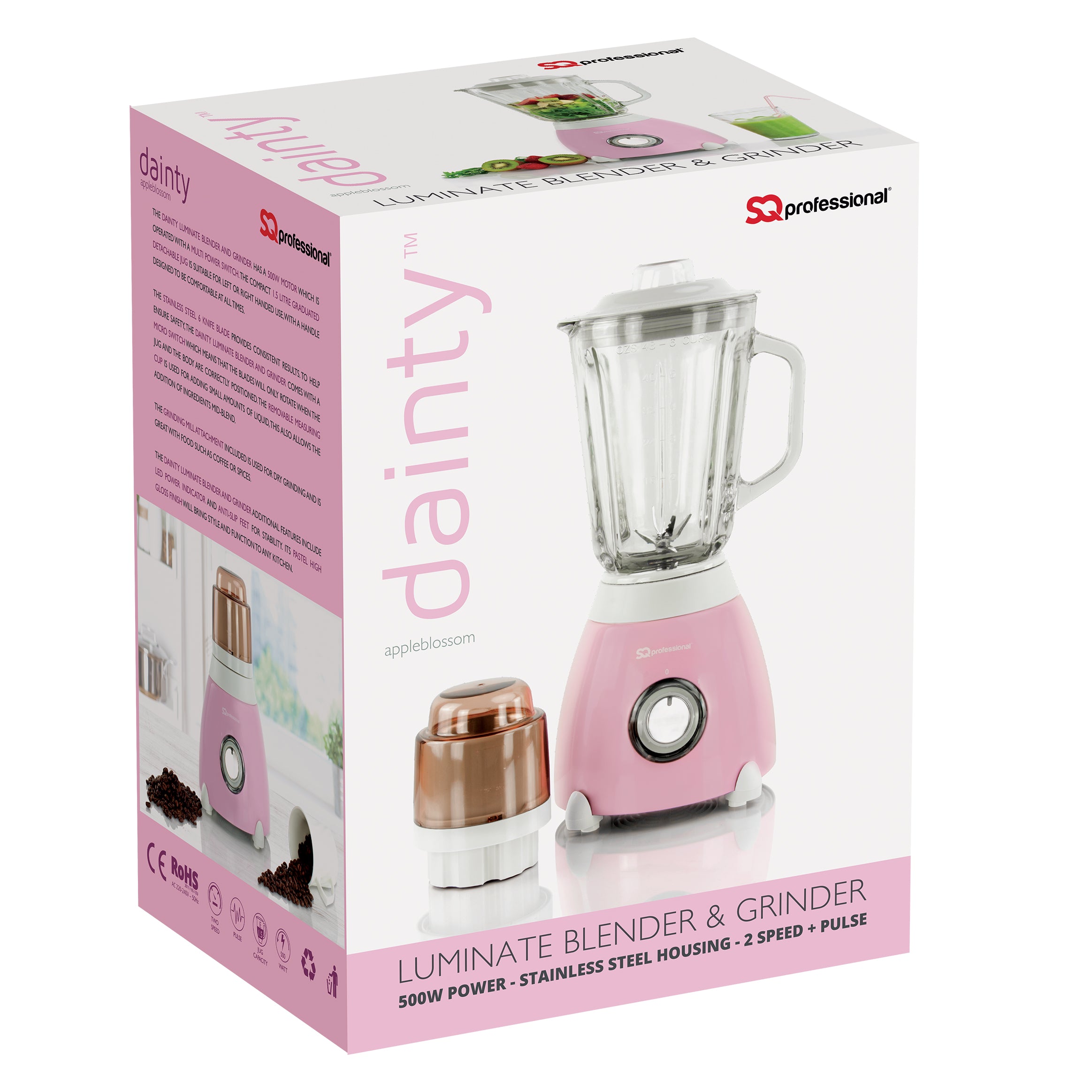 500W 2 in 1 Luminate Blender & Grinder - DAINTY - Appleblossom