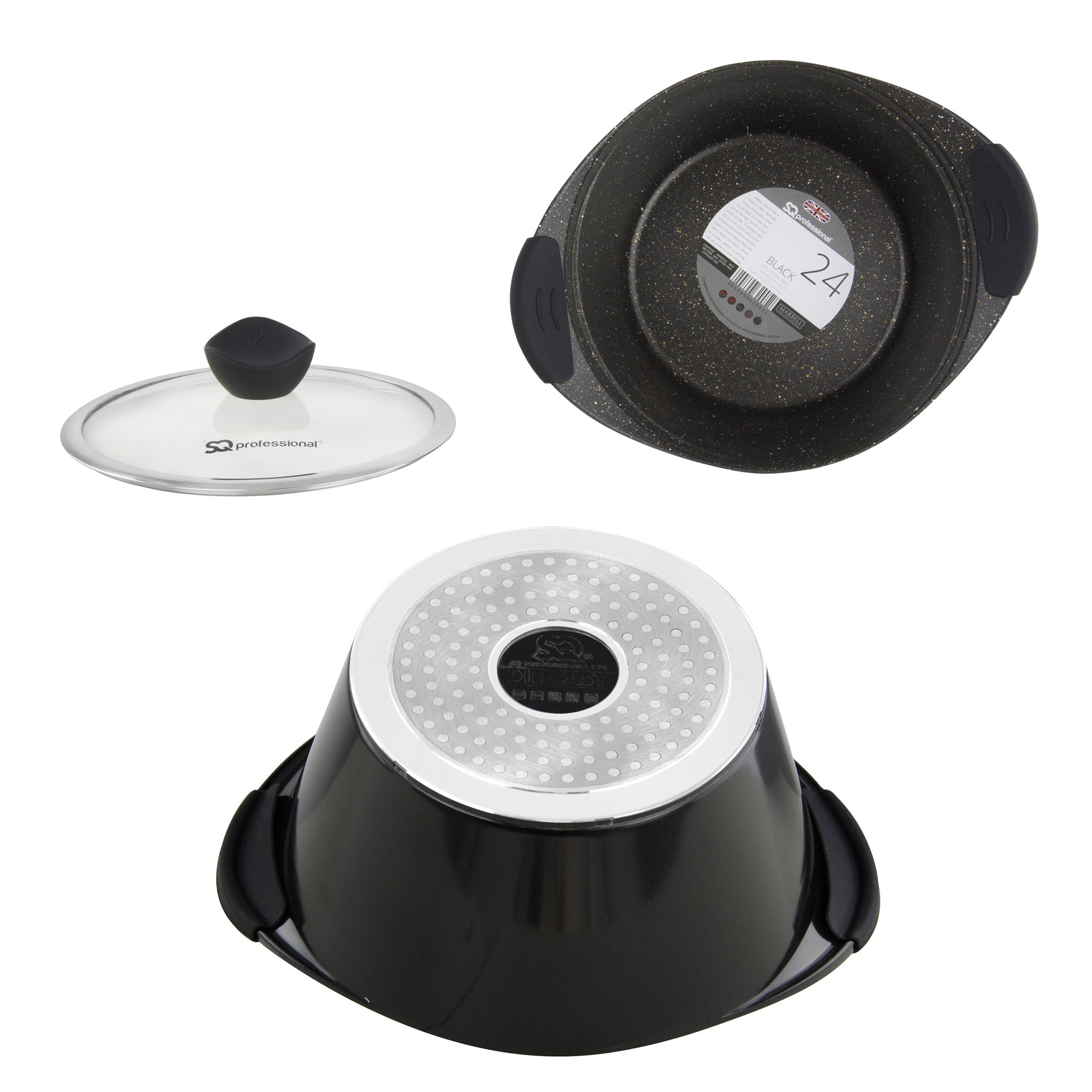 Marble Stockpot With Induction - CAIA - Black - 20 cm