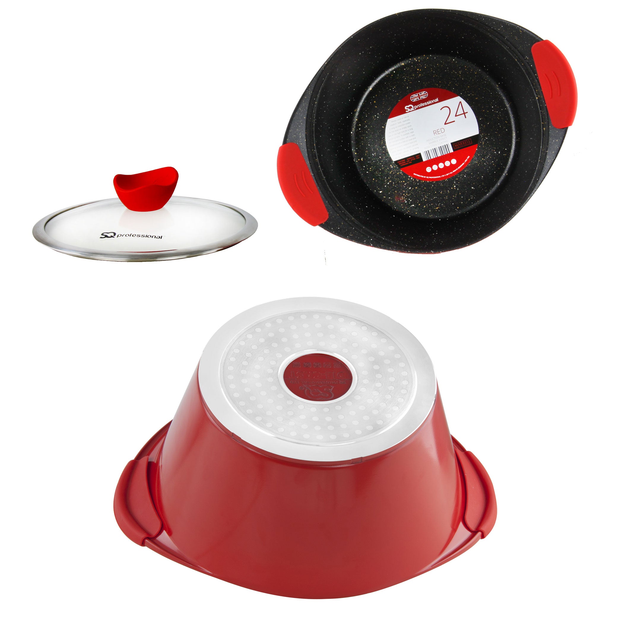 Marble Stockpot With Induction - CAIA - Red - 20cm