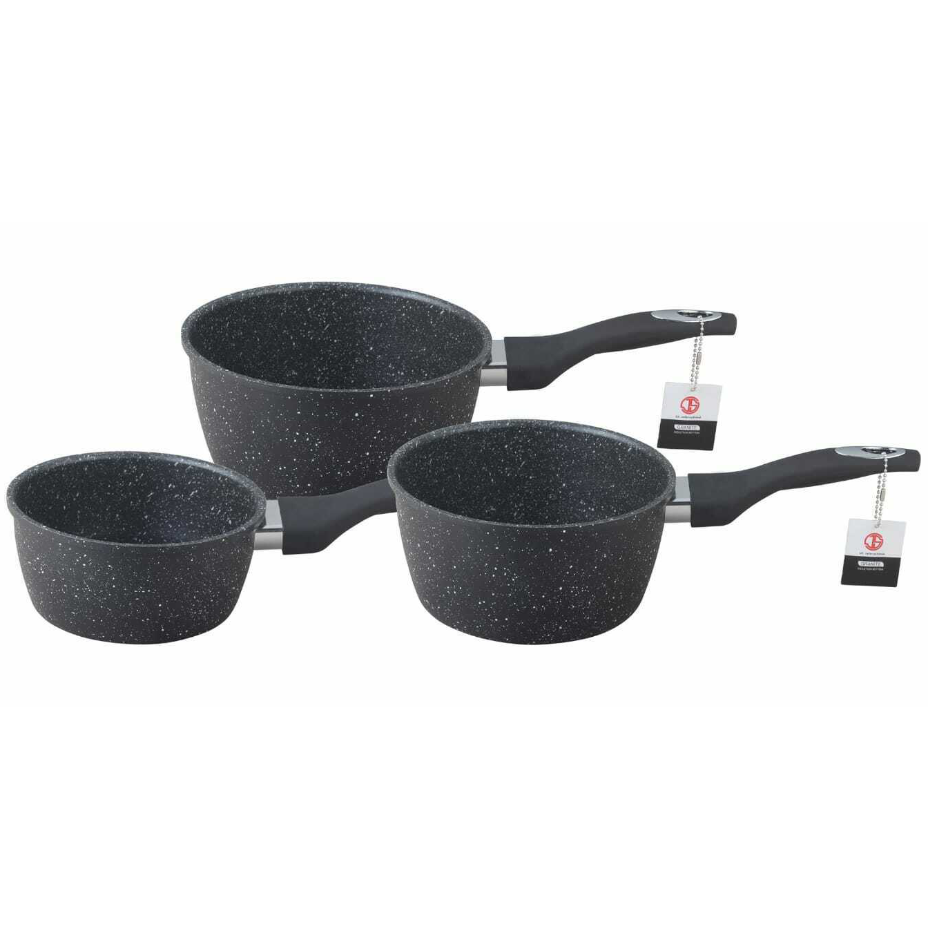 Marble Milk Pans - Induction Base - Black - 3 Pcs Set